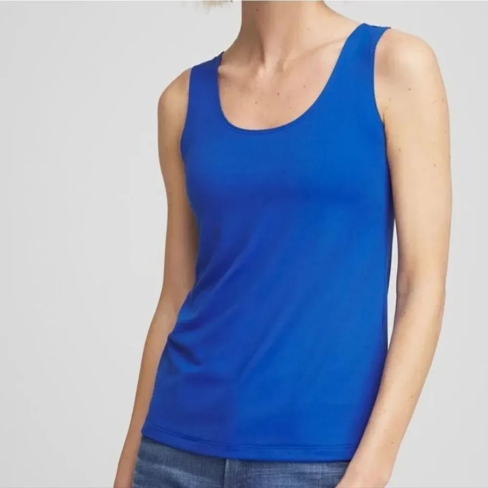 Chico's Azure Blue Contemporary Microfiber Tank Basic Knit Top